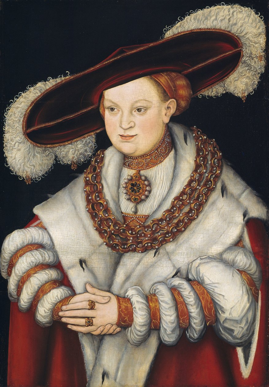 Muotokuva Saksin Magdalenasta, Brandenburgin vaaliruhtinas Joachim II:n vaimo, n. 1529 tekijältä Lucas Cranach