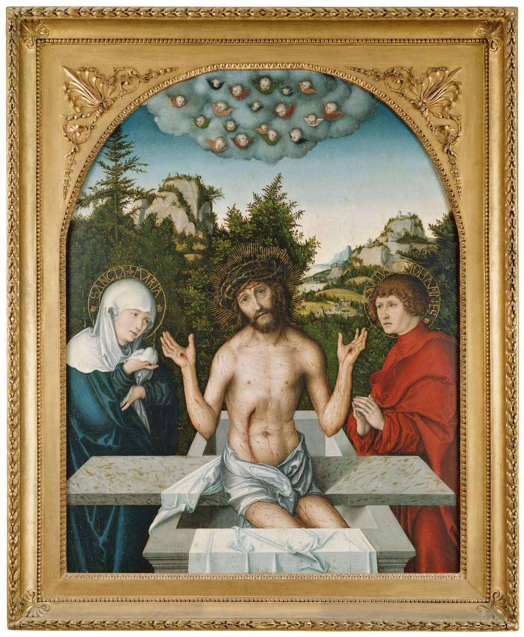 Schmerzensmann zwischen Maria und hl. Johannes tekijältä Lucas Cranach