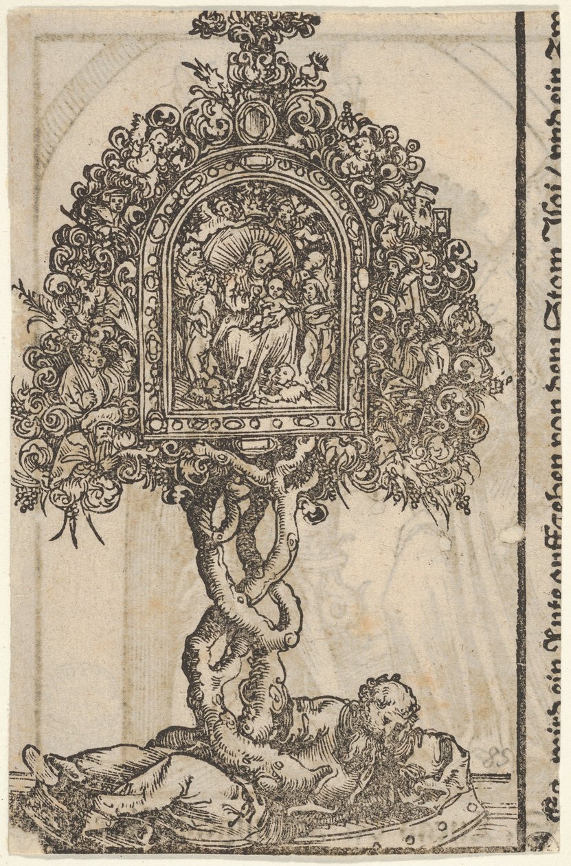 Kultainen pyhäinjäännös, jossa on Jessen puu, suuresta Wittenbergin pyhäinjäännösten sarjasta, 1509. tekijältä Lucas Cranach the Elder