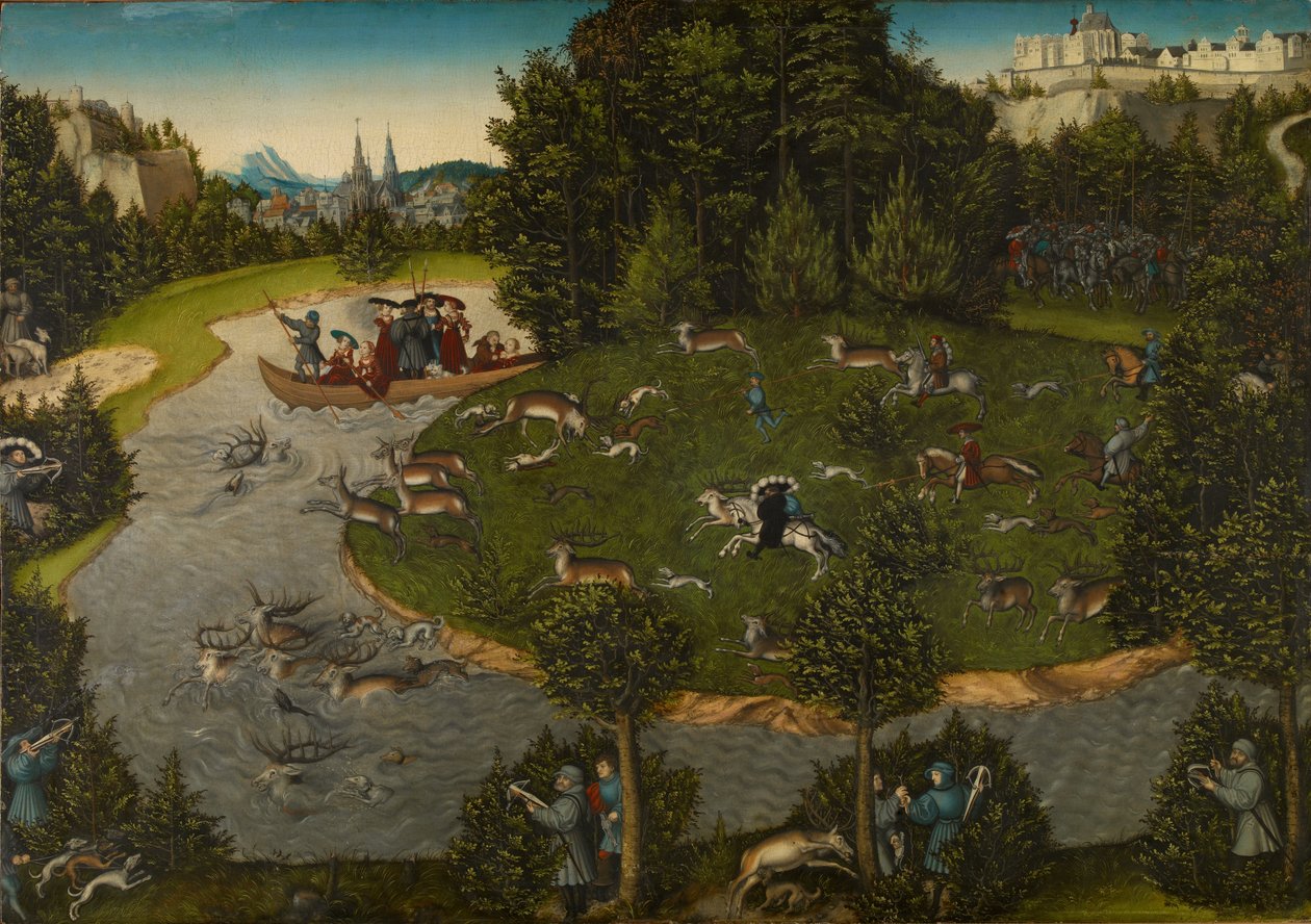 Hirvenmetsästys valitsija Friedrich Viisaan kanssa tekijältä Lucas Cranach the Elder