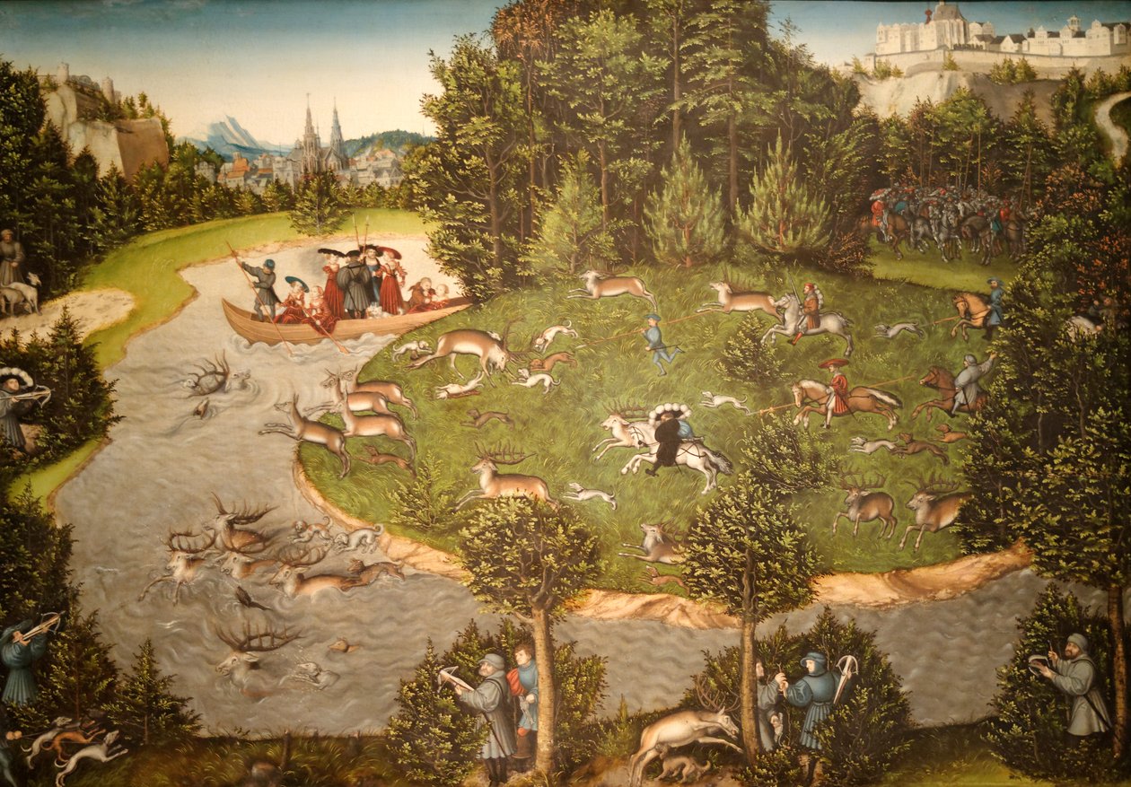 Hirvenmetsästys valitsija Friedrich Viisaan kanssa tekijältä Lucas Cranach the Elder