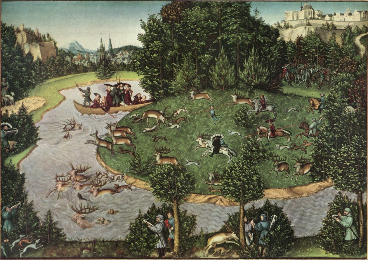 Hirvenmetsästys valitsija Friedrich Viisaan kanssa tekijältä Lucas Cranach the Elder