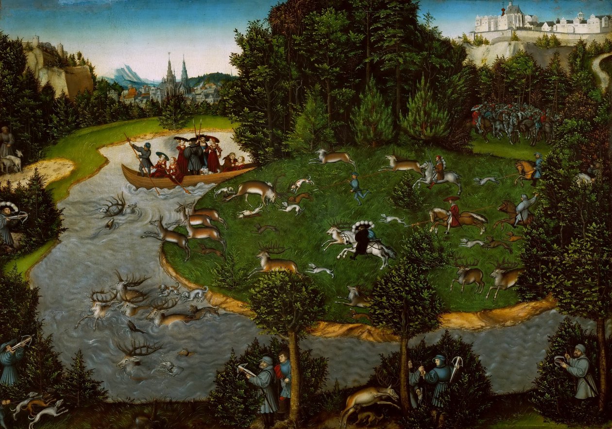 Hirvenmetsästys valitsija Friedrich Viisaan kanssa tekijältä Lucas Cranach the Elder