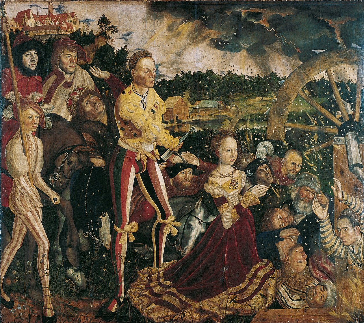 Alttaritaulu, jossa on Pyhän Katariinan marttyyrikuolema, keskipaneeli tekijältä Lucas Cranach the Elder