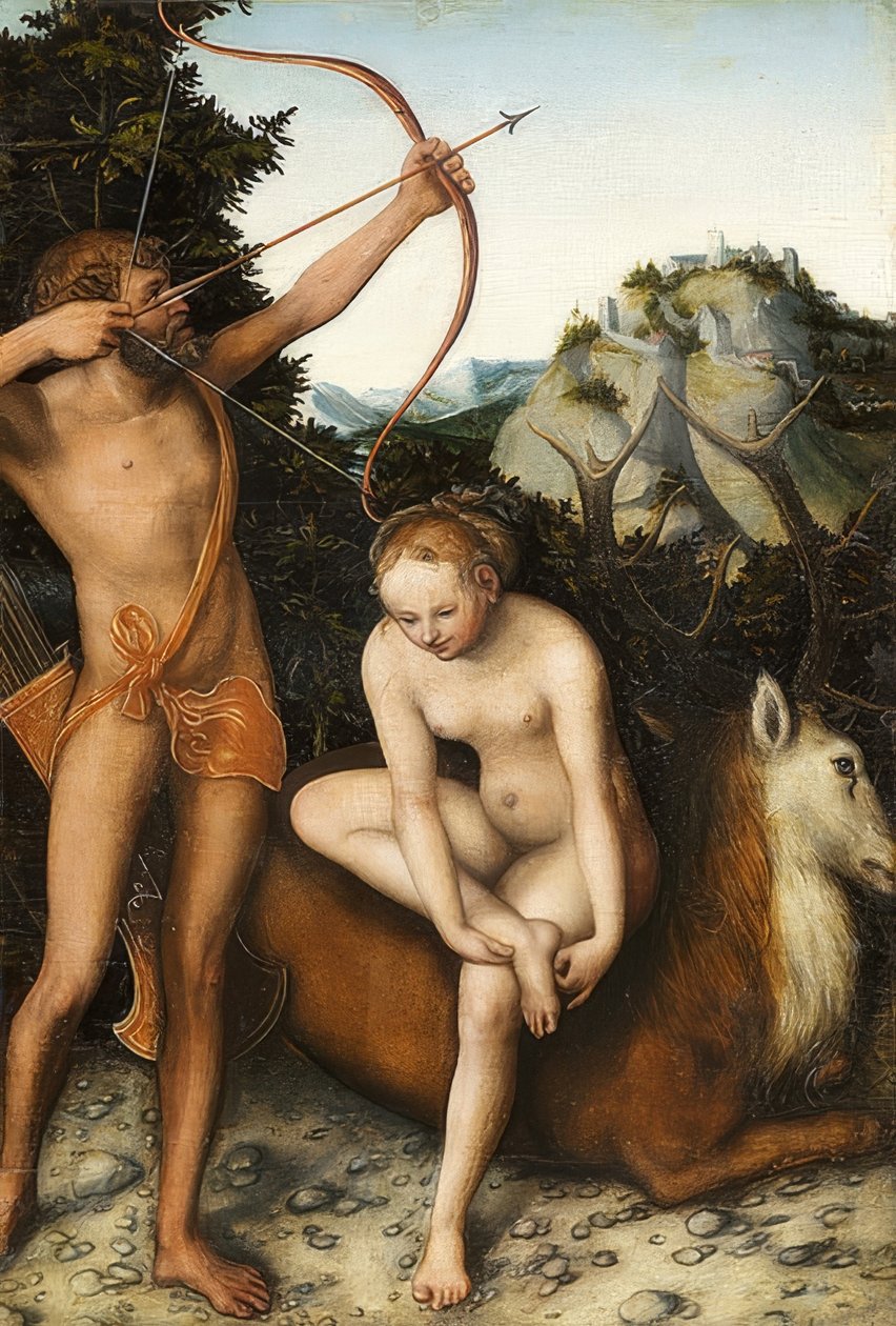 Apollo ja Diana. Noin 1530 tekijältä Lucas Cranach the Elder
