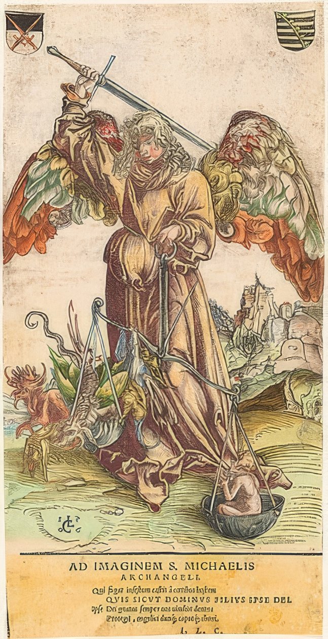 Pyhä Mikael sielunpunnittelijana tekijältä Lucas Cranach the Elder
