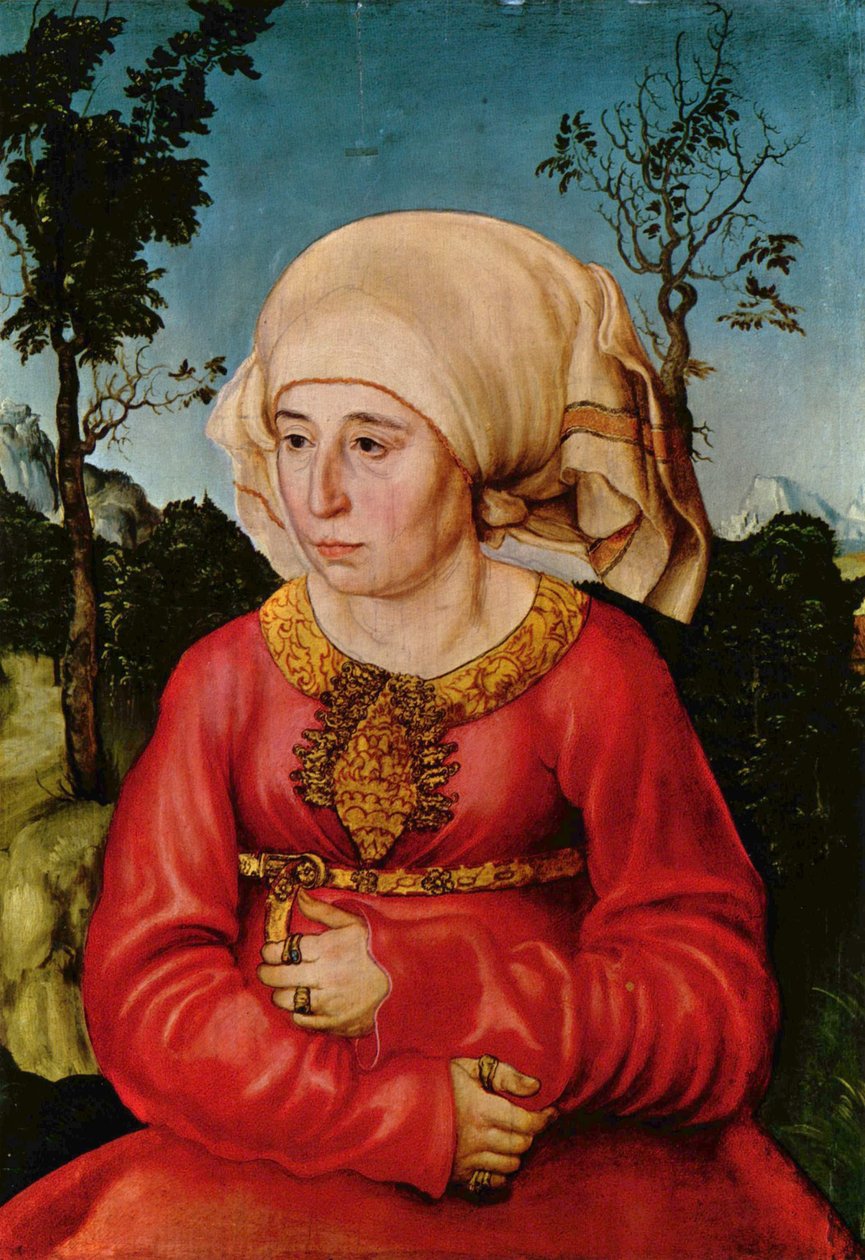 Saksa: Bildnis der Frau eines Rechtsgelehrten Oikeustieteilijän vaimon muotokuva / Portrait of the wife of Dr Johann Stephan Reuss [] tekijältä Lucas Cranach the Elder