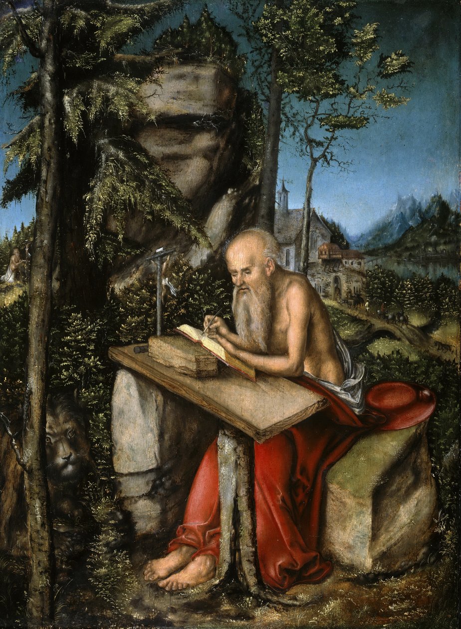 Saksa: St Jerome in Rocky Landscape St Jerome in Rocky Landscape St Jerome in Rocky Landscape tekijältä Lucas Cranach the Elder