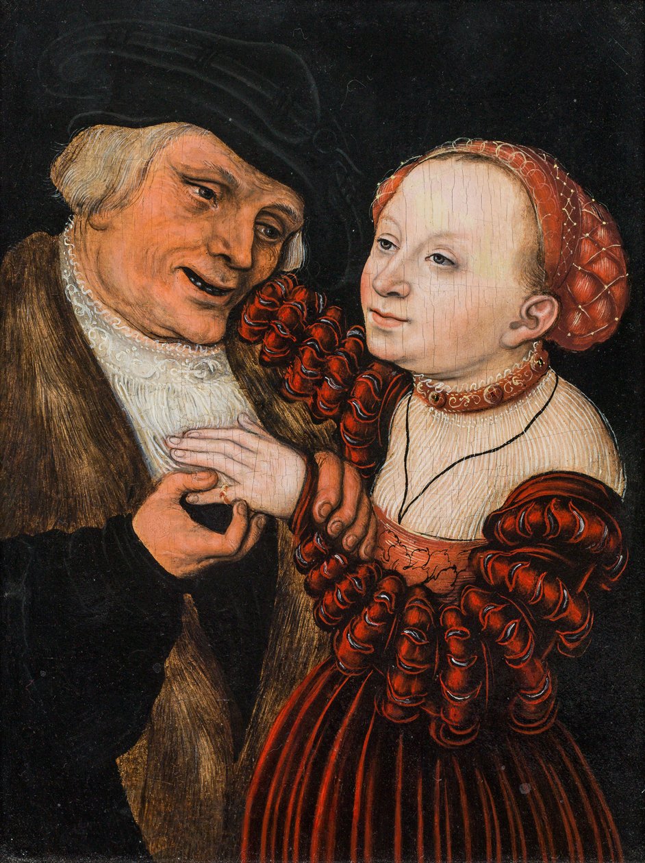Saksa: Der verliebte Alte Huonosti yhteen sovitetut rakastavaiset tekijältä Lucas Cranach the Elder