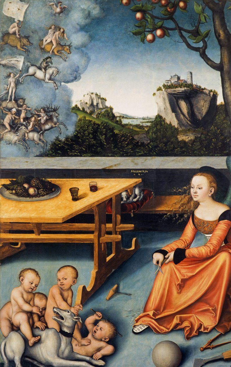 Saksa: Die Melancholie Melankolian allegoriaa tekijältä Lucas Cranach the Elder