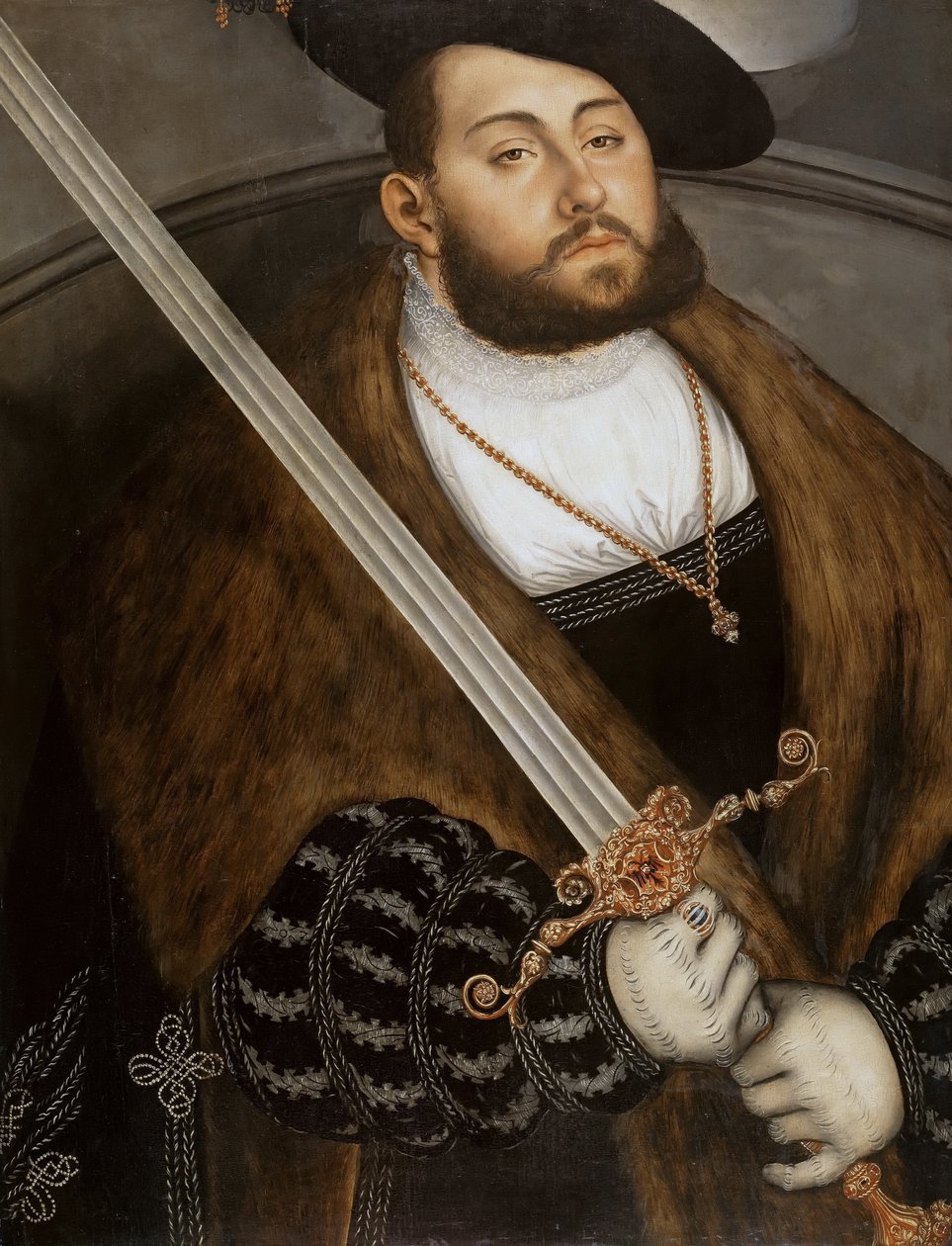 Saksa: Johann Friedrich I, der Großmütige (1503-1554), Saksin kruununvouti Johann Friedrich I, suurmielinen, Saksin kruununvouti. tekijältä Lucas Cranach the Elder