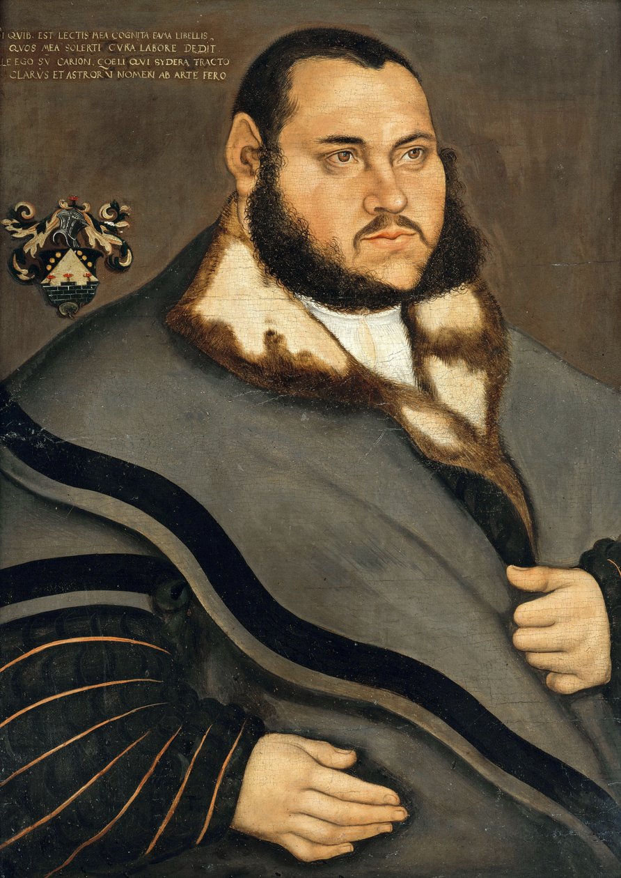 Saksalainen: Johannes Carion (1499-1537/38) Johannes Carionin muotokuva tekijältä Lucas Cranach the Elder
