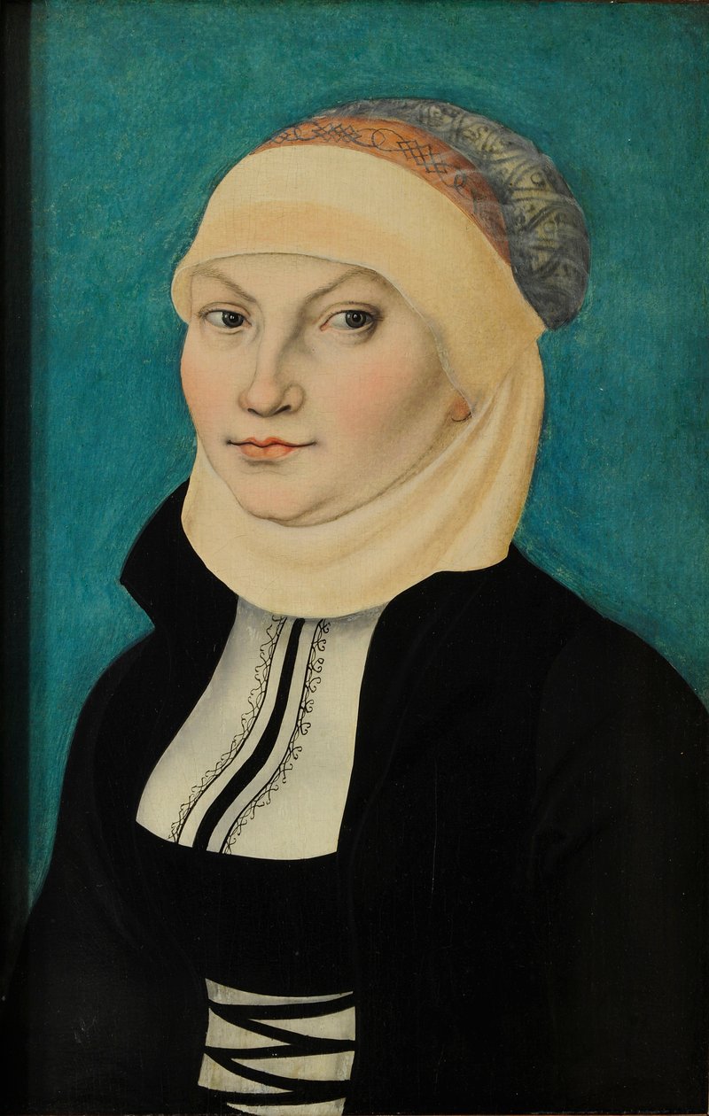 Saksa: Katharina von Bora als Brustbildbnis nach links Katharina von Bora, rinnanympärys, kasvot vasemmalle. tekijältä Lucas Cranach the Elder