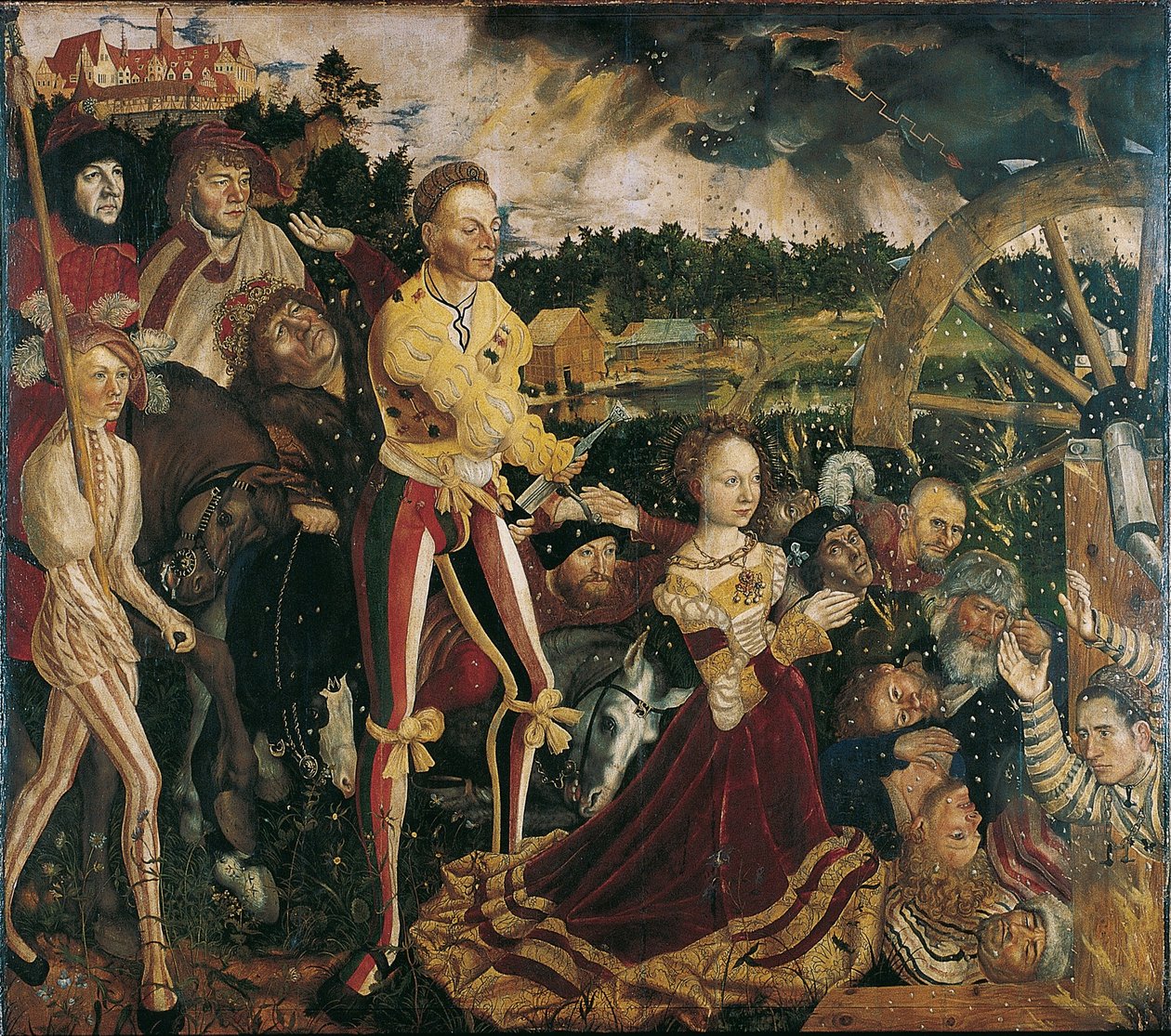 Saksa: Katharinenaltar (Mitteltafel) Alttaritaulu, jossa on Pyhän Katariinan marttyyrius tekijältä Lucas Cranach the Elder