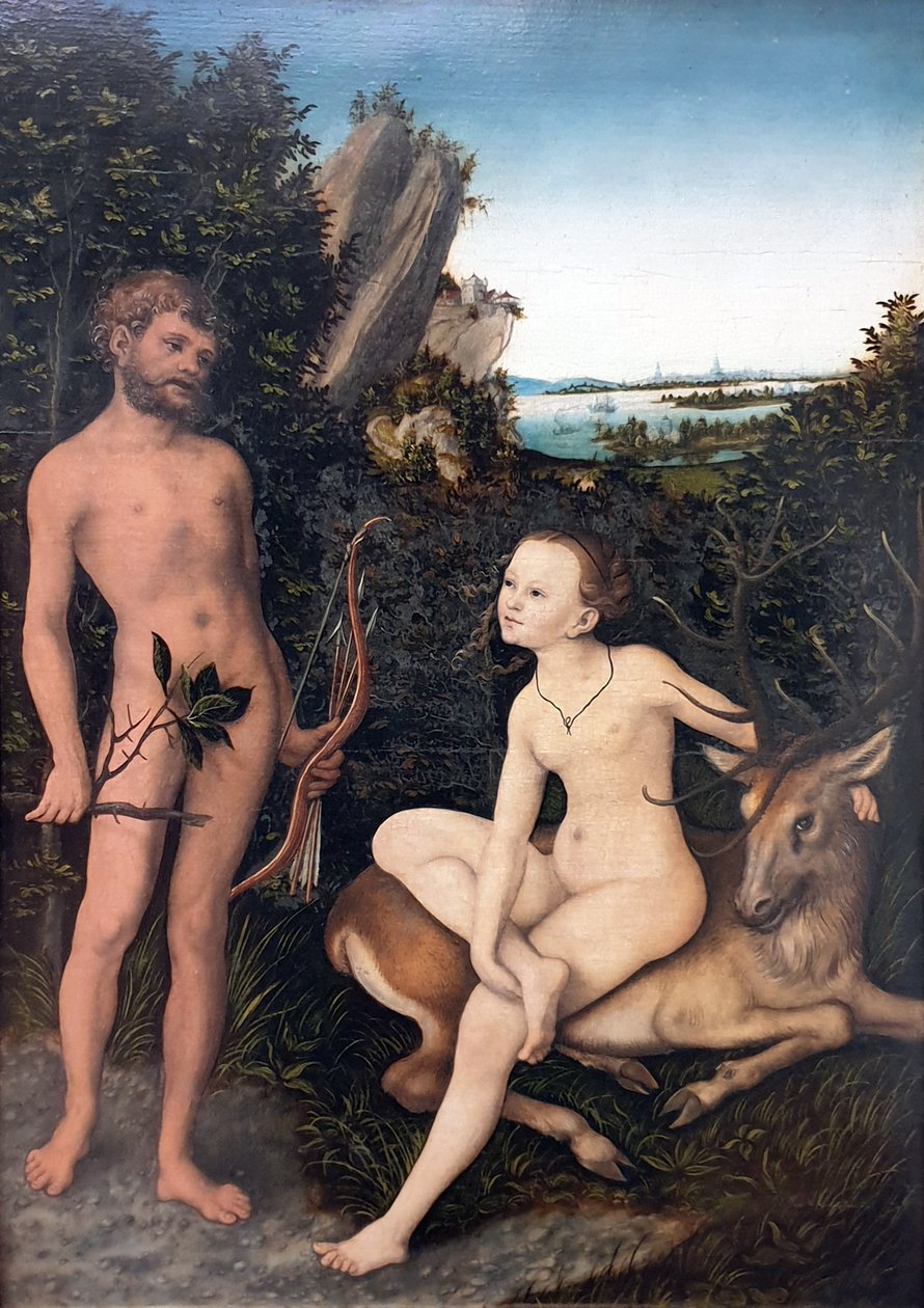 Saksa: Landschaft mit Apoll und Diana Apollo ja Diana metsäisessä maisemassa. tekijältä Lucas Cranach the Elder