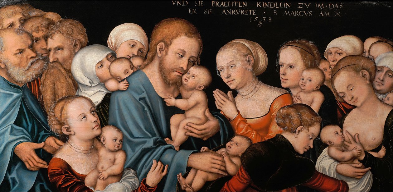 Saksa: Lasset die Kindlein zu mir kommen (Christus segnet die Kinder) Suffer the Little Children to Come unto Me (Kristus siunaa lapset) (Suffer the Little Children to Come unto Me) (Kristus siunaa lapset) tekijältä Lucas Cranach the Elder