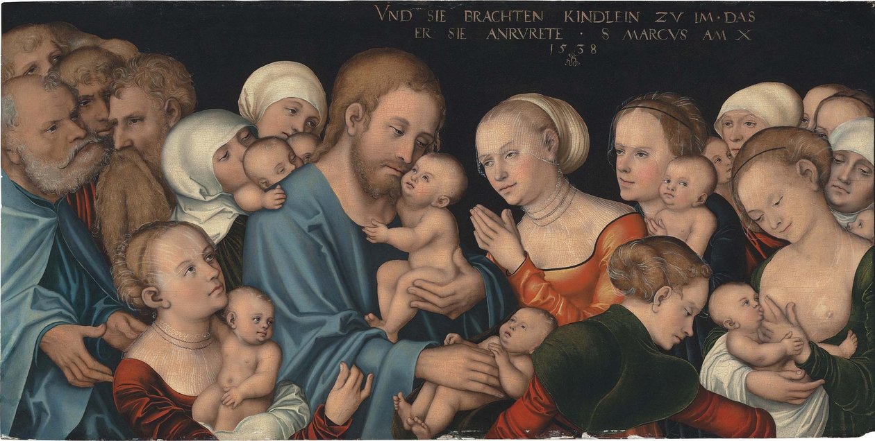 Saksa: Lasset die Kindlein zu mir kommen (Christus segnet die Kinder) Suffer the Little Children to Come unto Me (Kristus siunaa lapset) (Suffer the Little Children to Come unto Me) (Kristus siunaa lapset) tekijältä Lucas Cranach the Elder