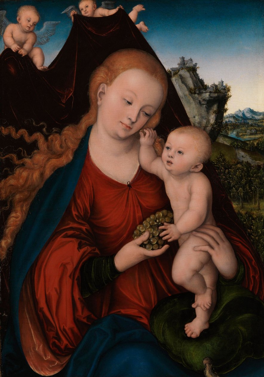 Saksa: Maria mit dem Kind und der Weintraube Madonna ja lapsi viinirypäleiden kanssa tekijältä Lucas Cranach the Elder