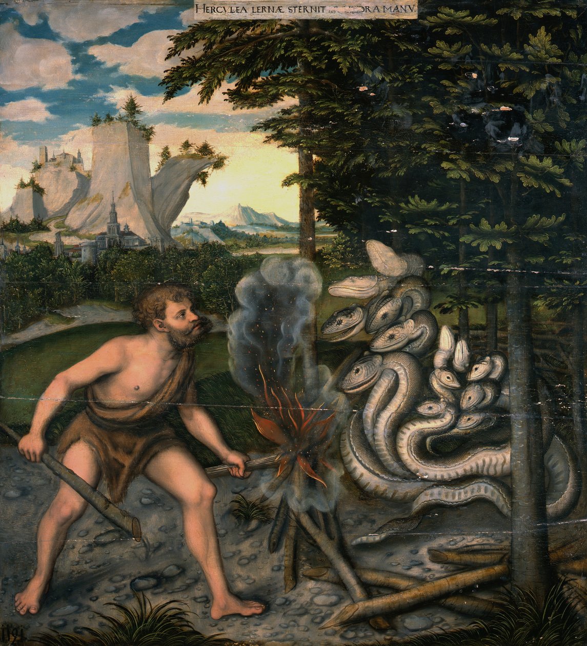 Hercules ja Lernaean Hydra Herkuleen työstä tekijältä Lucas Cranach the Elder