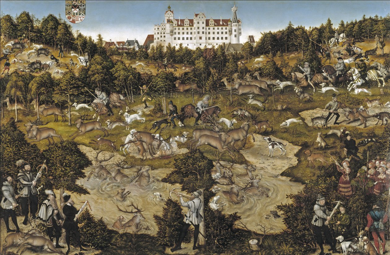 Metsästys keisari Kaarle V:n kunniaksi Torgaun linnassa tekijältä Lucas Cranach the Elder