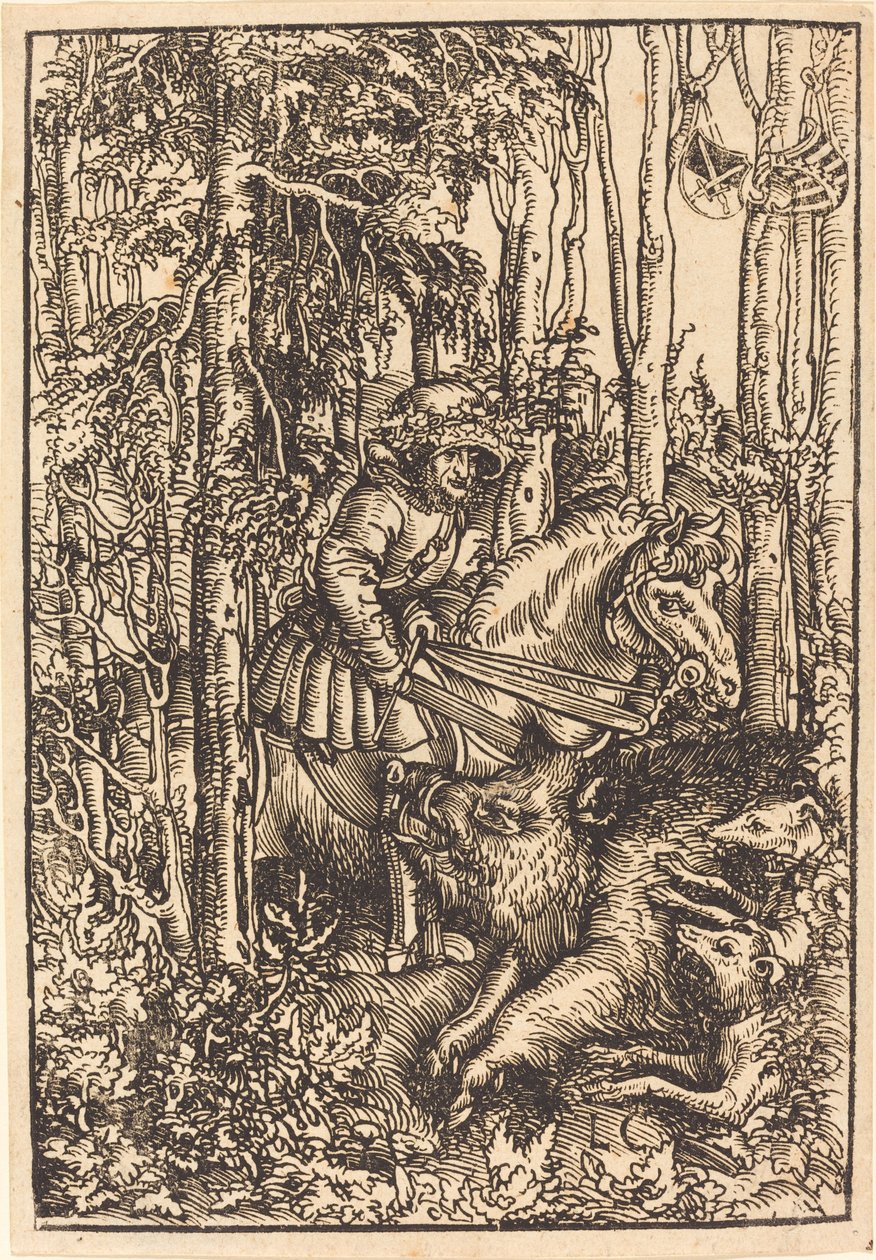 Metsästäjä hevosella metsästää villisia tekijältä Lucas Cranach the Elder