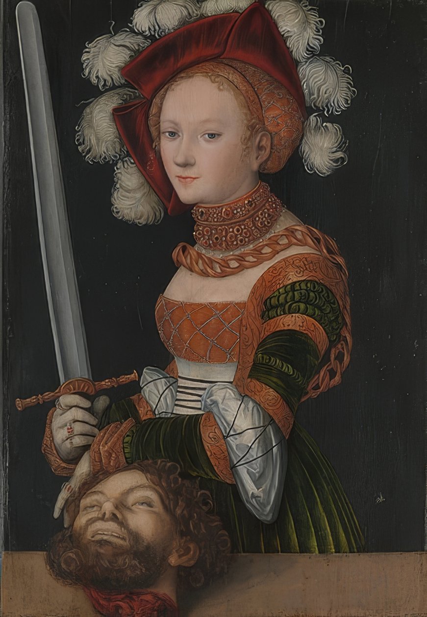 Judith Holofernesin pään kanssa. Noin 1530 tekijältä Lucas Cranach the Elder