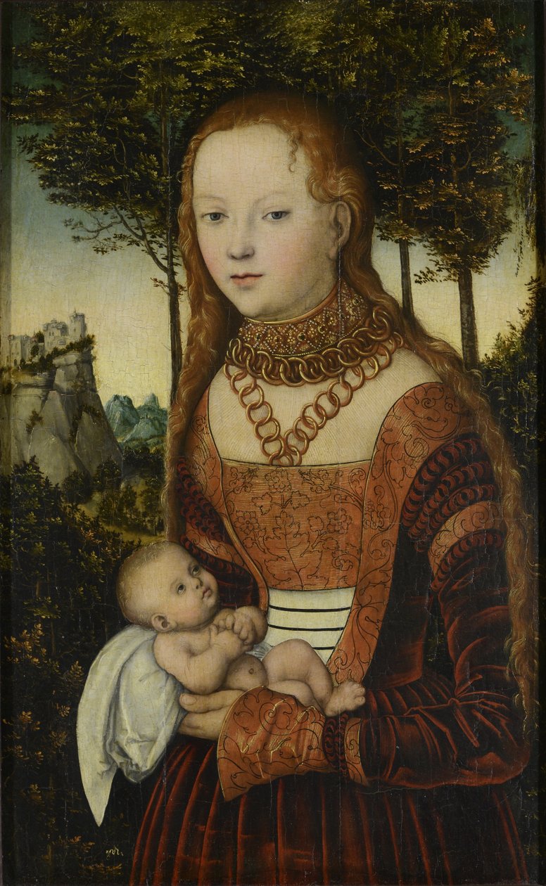 Nuori äiti lapsen kanssa (ns. "Pyhän Johannes Krysostomoksen katumus") / Pyhän Krysostomoksen raiskaama prinsessa tekijältä Lucas Cranach the Elder