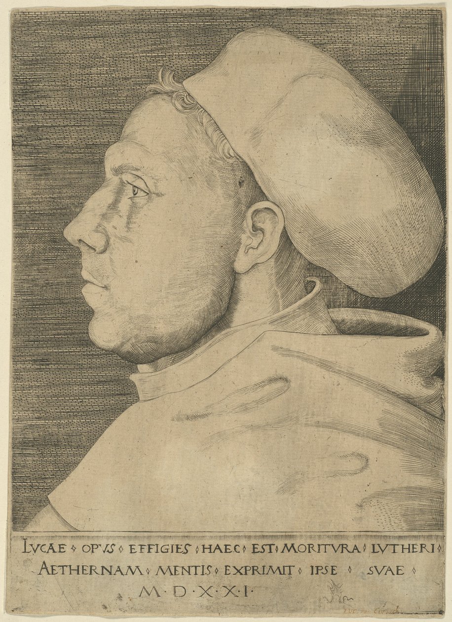 Luther augustinolaismunkkina, jossa on myssy. tekijältä Lucas Cranach the Elder