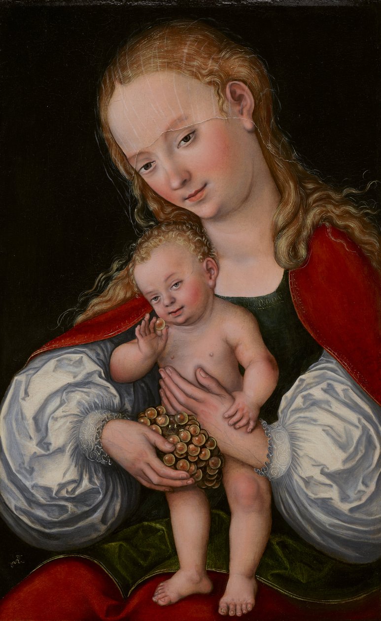 Madonna ja lapsi viinirypäleiden kanssa tekijältä Lucas Cranach the Elder