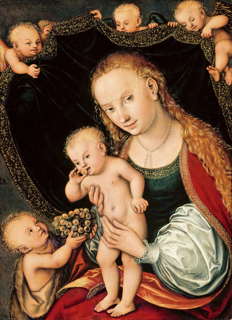 Madonna ja lapsi nuoren Johannes Kastajan kanssa, vuoden 1537 jälkeen. tekijältä Lucas Cranach the Elder