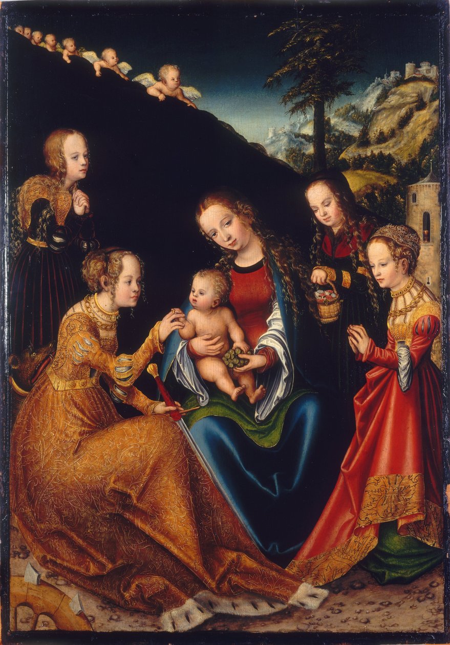 Pyhän Katariinan avioliitto tekijältä Lucas Cranach the Elder