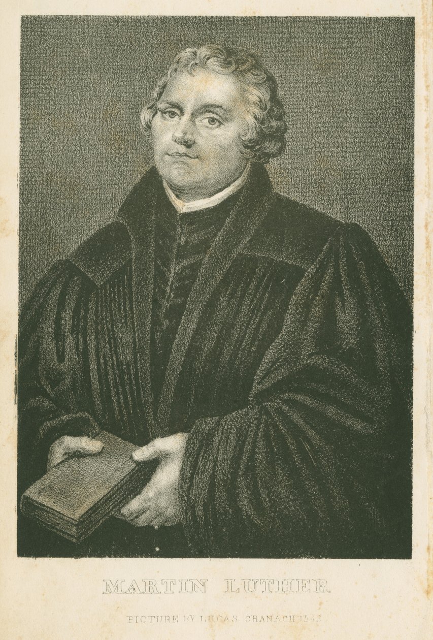 Martin Luther, James Weberin (n. 1824–1886) litografia, n. 1850 tekijältä Lucas Cranach the Elder
