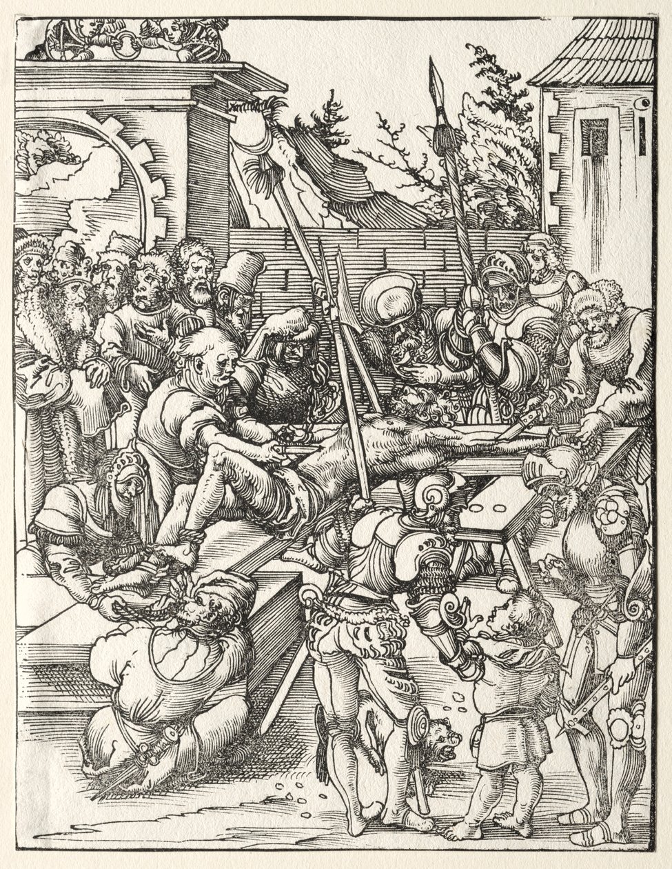 Pyhän Bartolomeuksen marttyyrikuolema. tekijältä Lucas Cranach the Elder