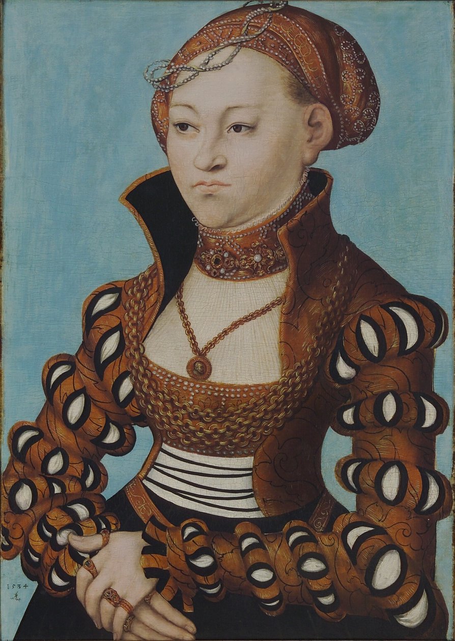 Muotokuva Saksin prinsessa Mariasta ja morsiuskruunu tekijältä Lucas Cranach the Elder