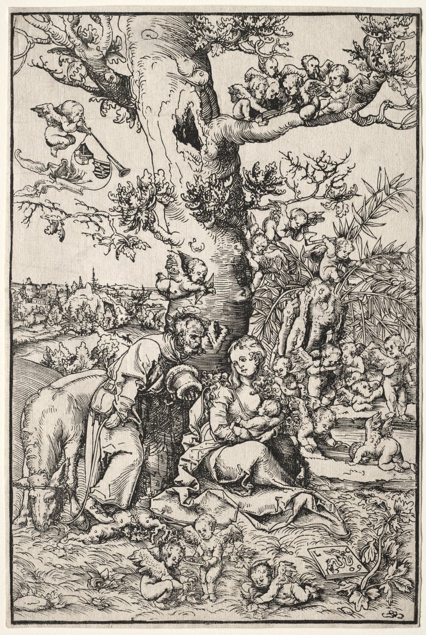Lepää lennossa Egyptiin, 1509. tekijältä Lucas Cranach the Elder