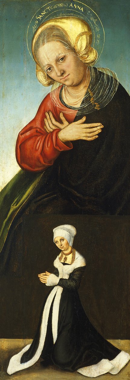 Pyhä Anna ja Saksin herttuatar Barbara lahjoittajana, n. 1514 tekijältä Lucas Cranach the Elder