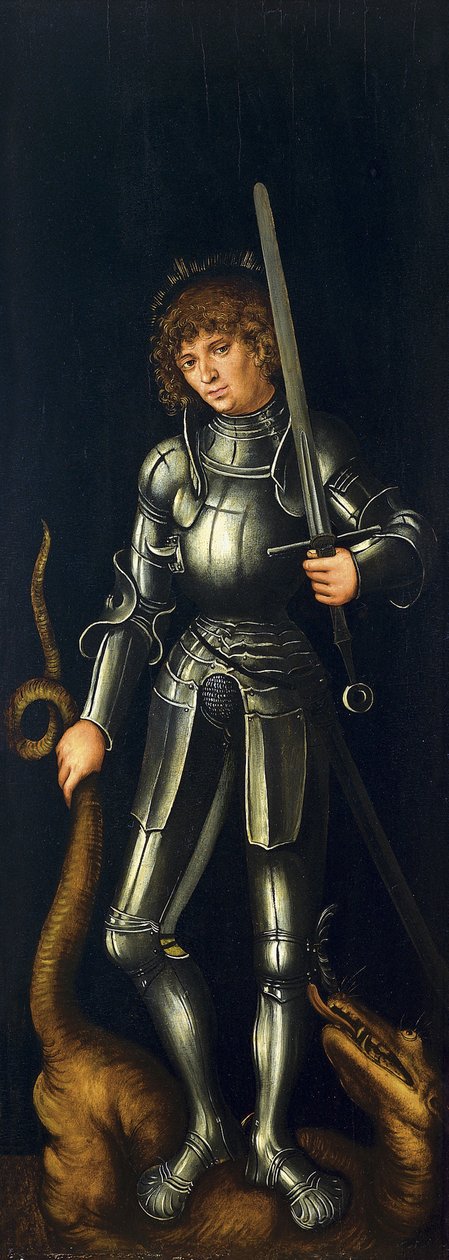 Pyhä Yrjö [kääntöpuoli, oikea siipi] tekijältä Lucas Cranach the Elder