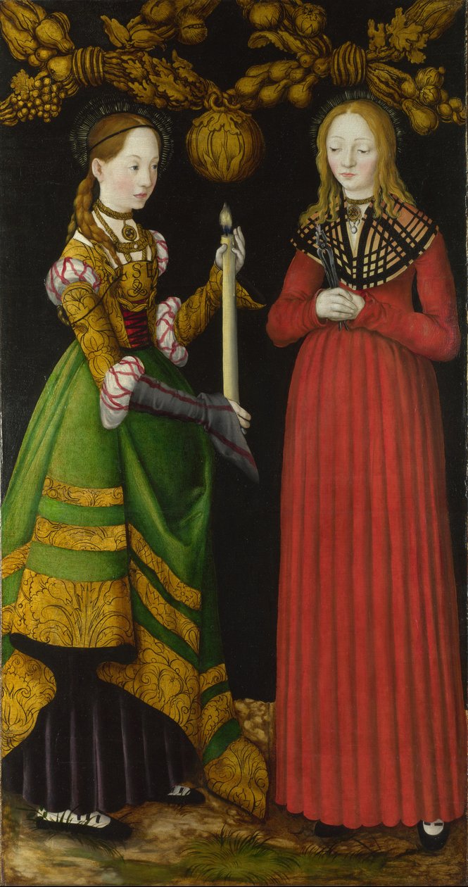 Pyhät Genevieve ja Apollonia tekijältä Lucas Cranach the Elder