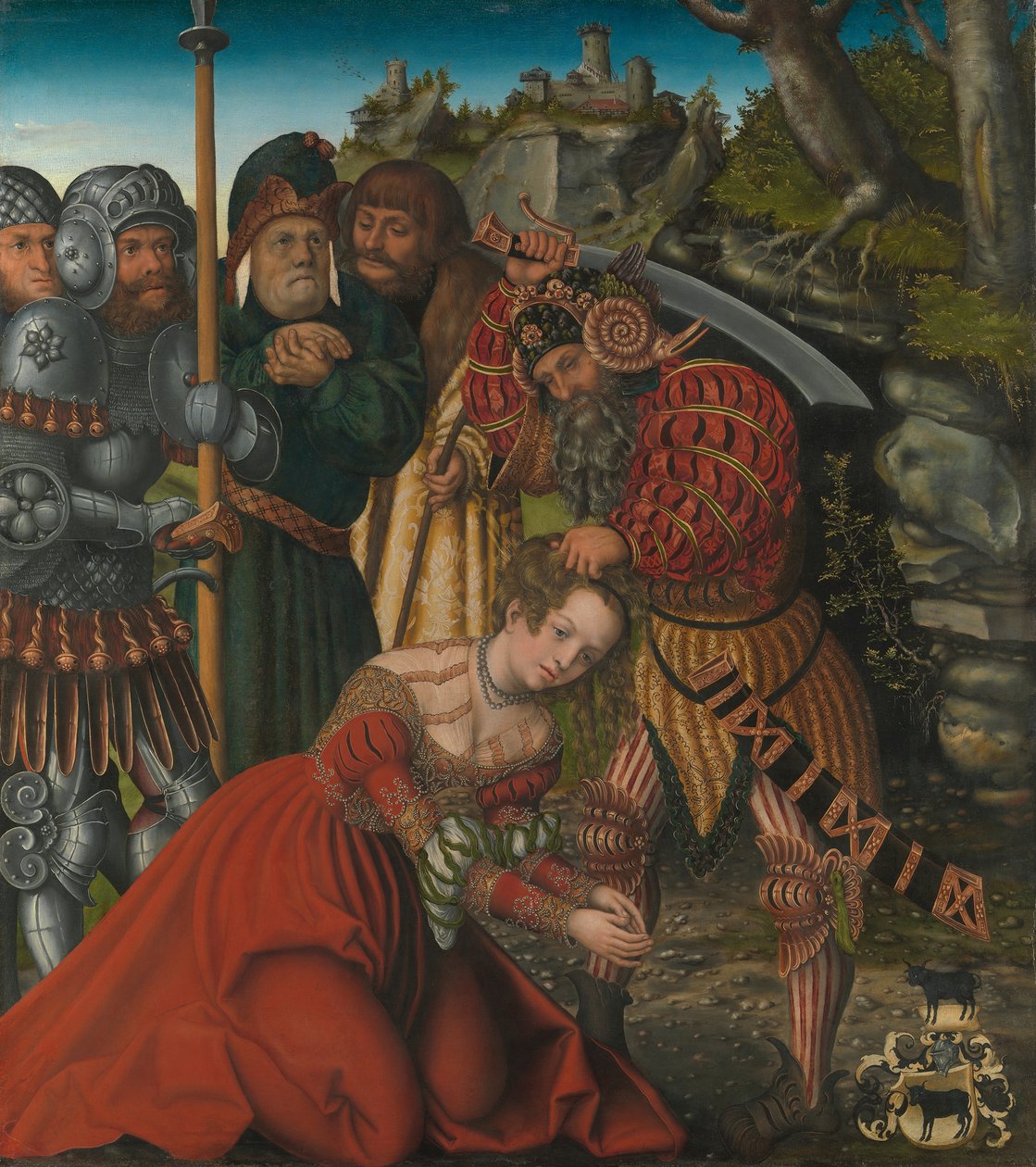Pyhän Barbaran marttyyrikuolema, n. 1510. tekijältä Lucas Cranach the Elder