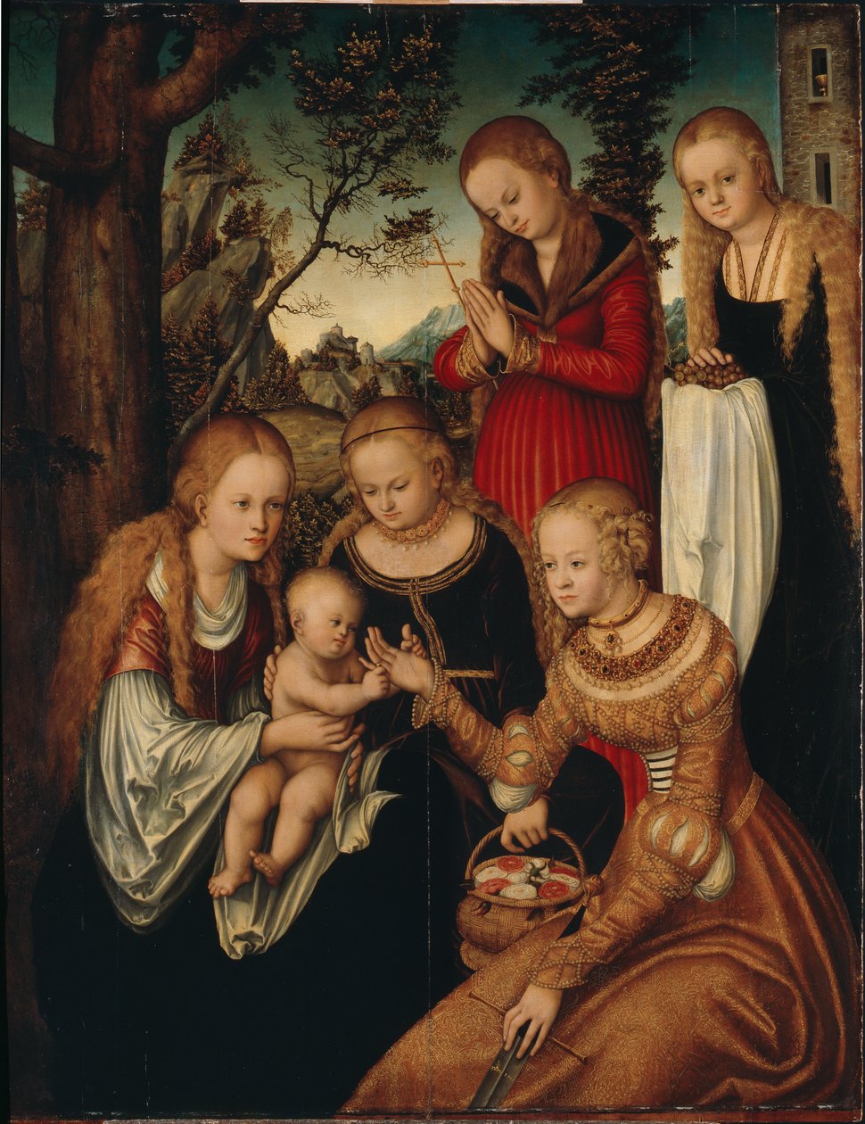 Neitsyt ja lapsi pyhien Katariinan, Dorothyn, Margaretan ja Barbaran kanssa niin sanottu Pyhän Avioliitto tekijältä Lucas Cranach the Elder
