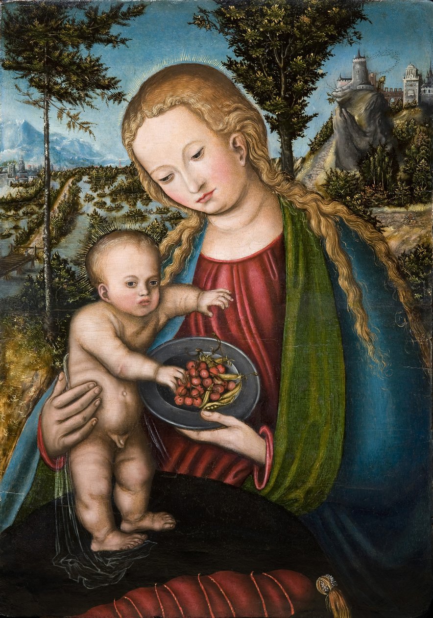 Neitsyt kirsikoilla, noin 1506 tekijältä Lucas Cranach the Elder