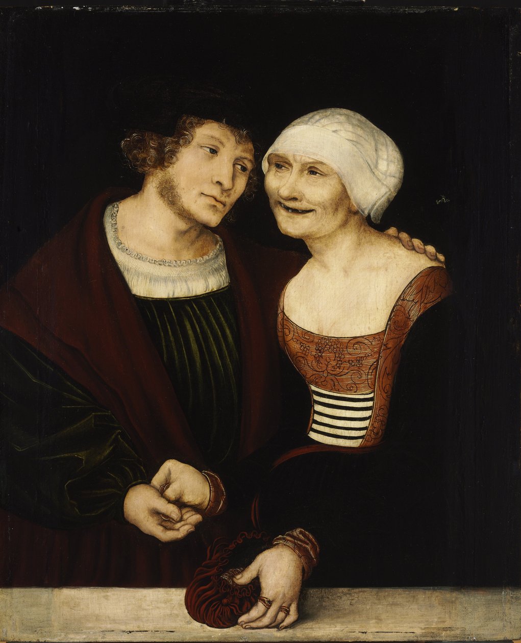 Nuori mies ja vanha nainen tekijältä Lucas Cranach the Elder