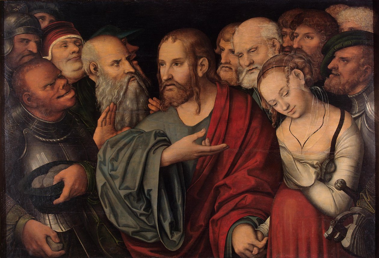 Kristus ja avioton nainen tekijältä Lucas Cranach the Younger
