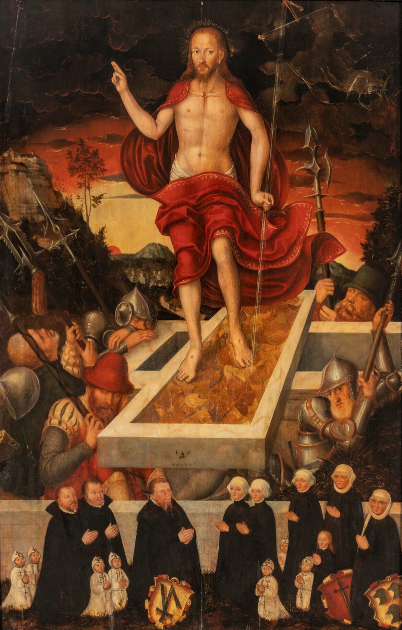 Saksa: Auferstehung Christi Kristuksen ylösnousemus tekijältä Lucas Cranach the Younger