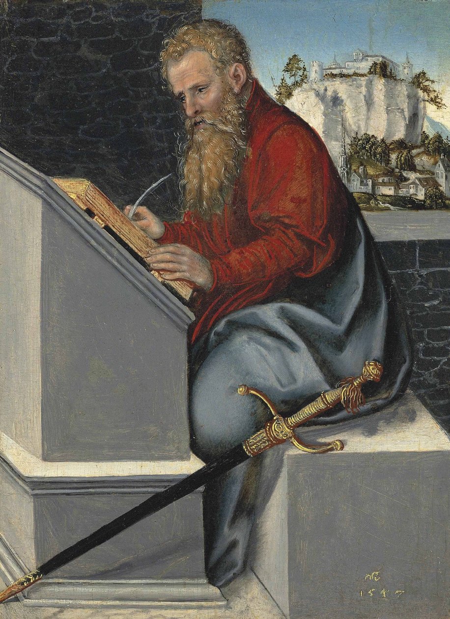 Saksa: Der heilige Paul Pyhä Paavali työhuoneessaan tekijältä Lucas Cranach the Younger