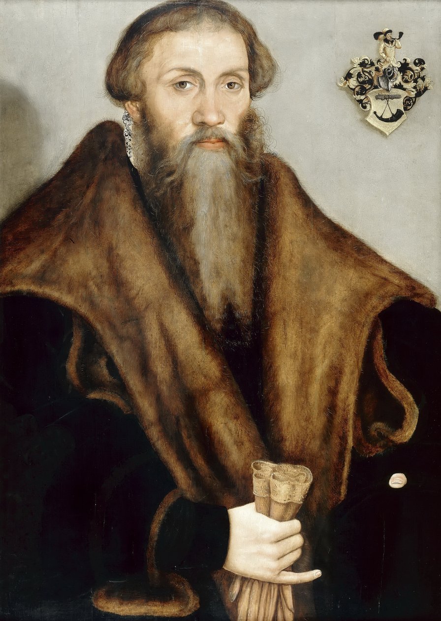 Muotokuva saksalaisesta lakimiehestä Leonhard Badhornista (1510-1587). tekijältä Lucas Cranach the Younger