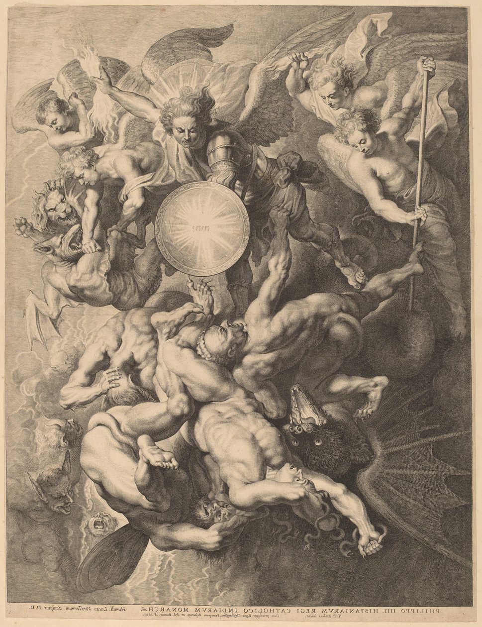 Kapinallisten enkelien kaatuminen tekijältä Lucas Emil Vorsterman after Sir Peter Paul Rubens