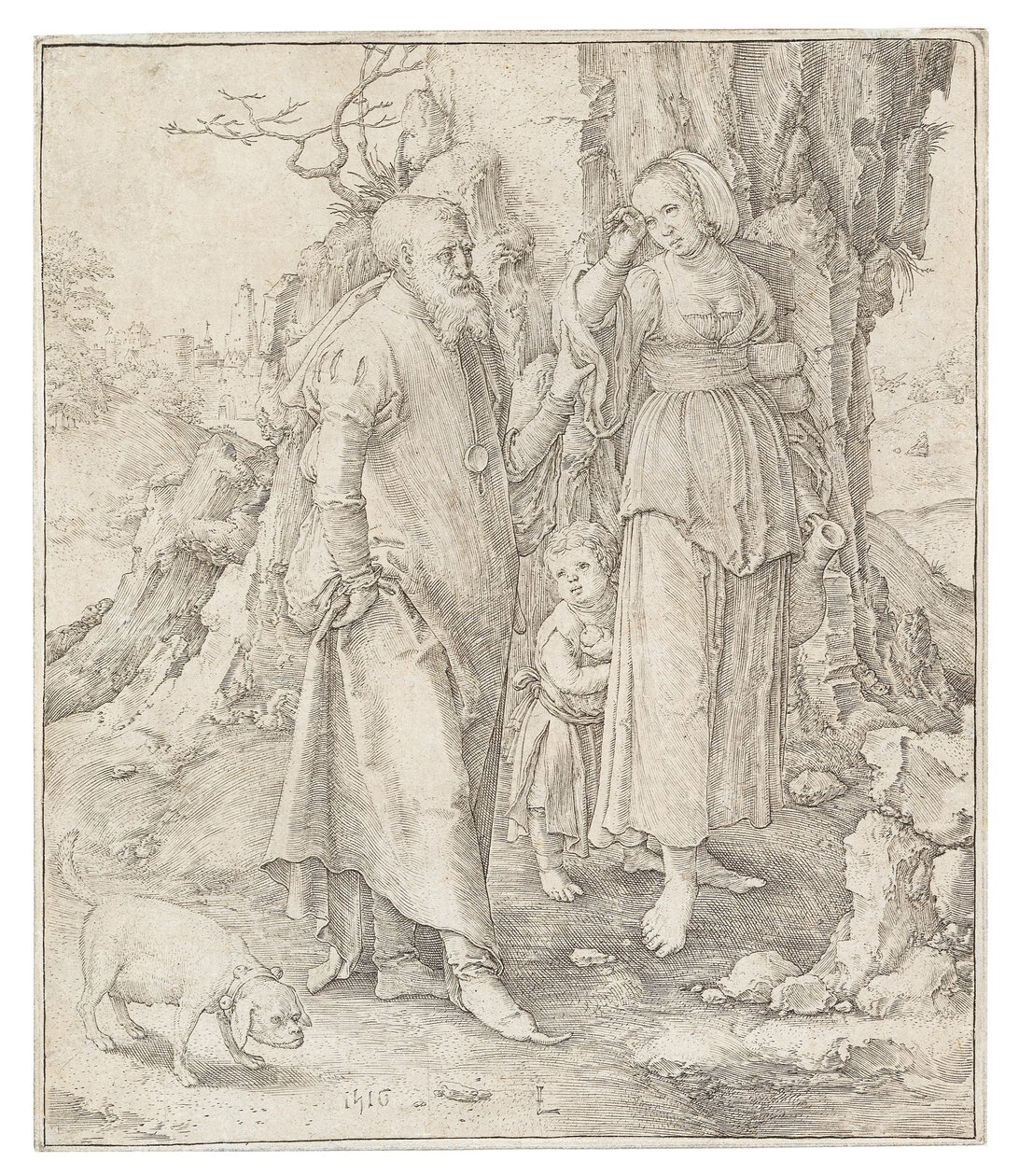 Hagarin kieltäminen, 1516. tekijältä Lucas Leyden van