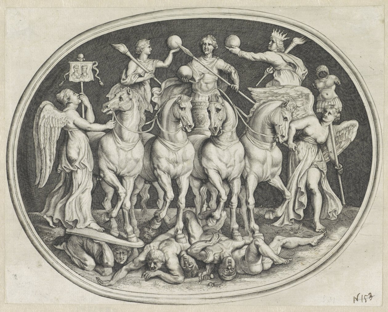 Allegorische triumph van Keizer Licinius Erilaisia ​​Agati Antique -hahmoja (sarjan nimi) tekijältä Lucas Vorsterman (I)