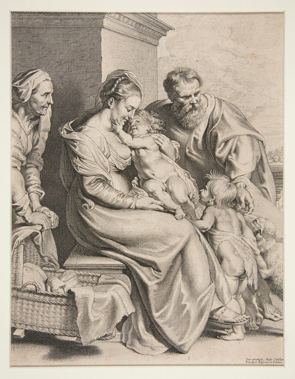 Pyhä perhe Pyhän Johanneksen kanssa tekijältä Lucas Vorsterman the Elder